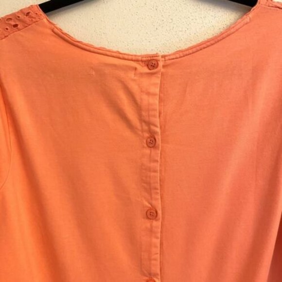 Coldwater Creek Coral Orange Eyelet Button Back Top Size XL 3/4 Length Sleeve - Picture 8 of 8